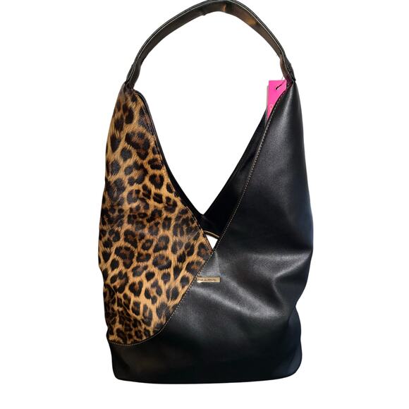 Catherine Malandrino Two Tone Leopard Print Hobo Bag NWT - Picture 1 of 7